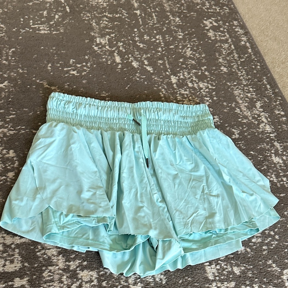 Light Blue Women’s Ruffled Athletic Shorts